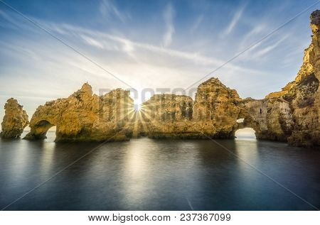 Sunrise Over Ponta Da Piedade, Lagos, Algarve, Portugal