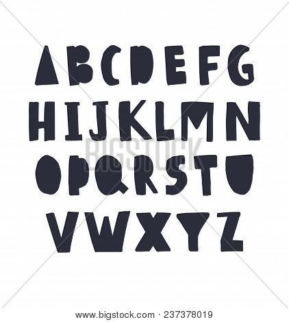 Modern Latin Font Or Decorative English Alphabet Hand Drawn On White Background. Creative Black Lett