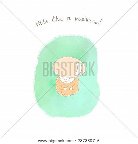 Hand Drawn Illustration Of An Anthropomorphic Red-capped Scaber Stalk On A Watercolor Background, Te