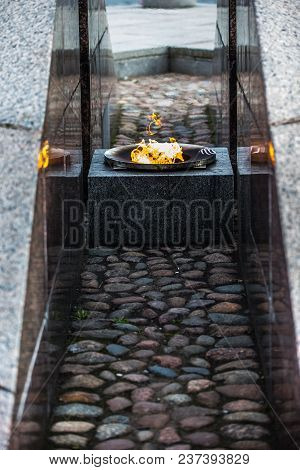 A Quenchless Flame On Anchor Square In Kronstadt. May 9 Victory Day.