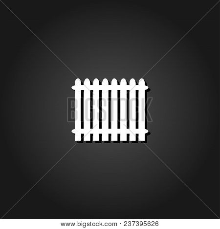 Fence Icon Flat. Simple White Pictogram On Black Background With Shadow. Vector Illustration Symbol