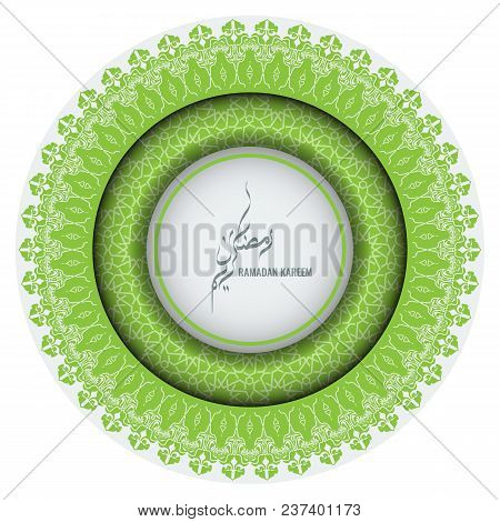 Ramadan Greeting Ornament Pattern Background With Circle Floral Border And Ramadan Kareem Calligraph