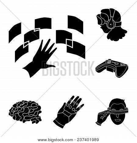 A Virtual Reality Black Icons In Set Collection For Design. Modern Technology And Equipment Vector S