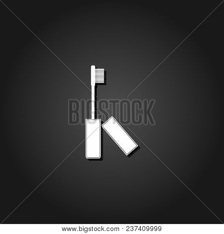 Mascara Icon Flat. Simple White Pictogram On Black Background With Shadow. Vector Illustration Symbo