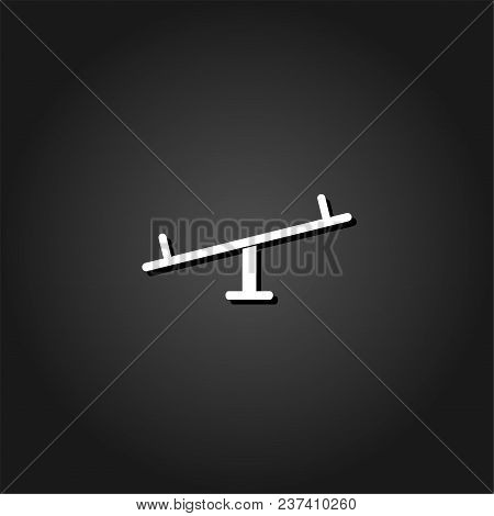 Swing Icon Flat. Simple White Pictogram On Black Background With Shadow. Vector Illustration Symbol