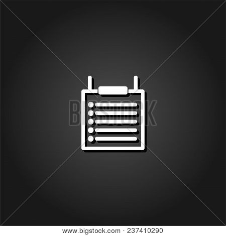 Checklist Icon Flat. Simple White Pictogram On Black Background With Shadow. Vector Illustration Sym