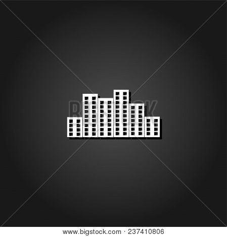 Business Center Icon Flat. Simple White Pictogram On Black Background With Shadow. Vector Illustrati