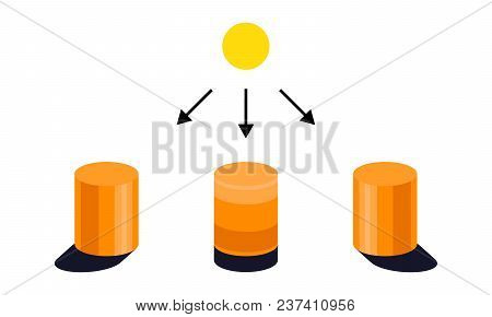 Vector Illustration. Infographics. Light, Shadow Glare Reflex Penumbra Cylinder