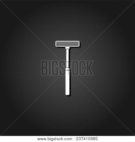 Shaving Razor Icon Flat. Simple White Pictogram On Black Background With Shadow. Vector Illustration