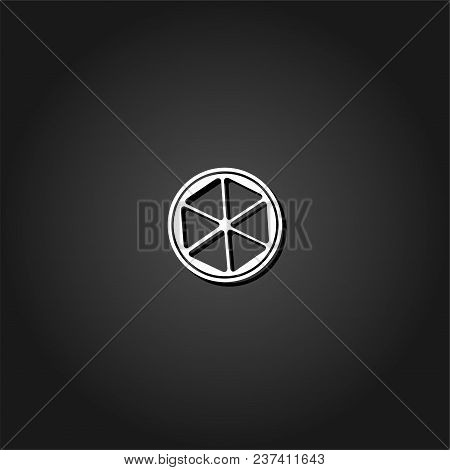 Lemon Icon Flat. Simple White Pictogram On Black Background With Shadow. Vector Illustration Symbol