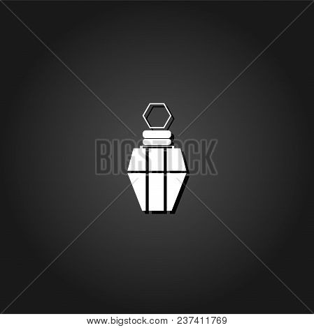 Perfume Icon Flat. Simple White Pictogram On Black Background With Shadow. Vector Illustration Symbo