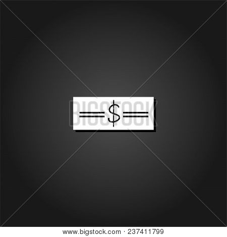 Money Icon Flat. Simple White Pictogram On Black Background With Shadow. Vector Illustration Symbol