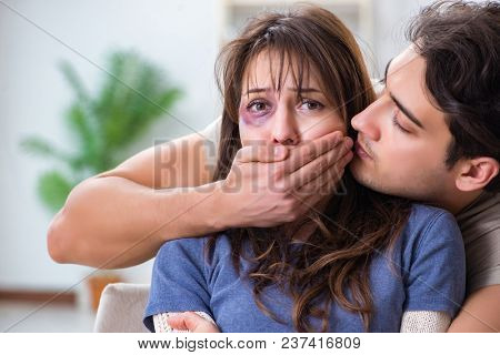Desparate wife with aggressive husband in domestic violence conc