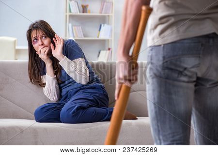 Desparate wife with aggressive husband in domestic violence conc