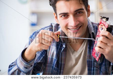 Computer hardware repair and fixing concept by experienced techn
