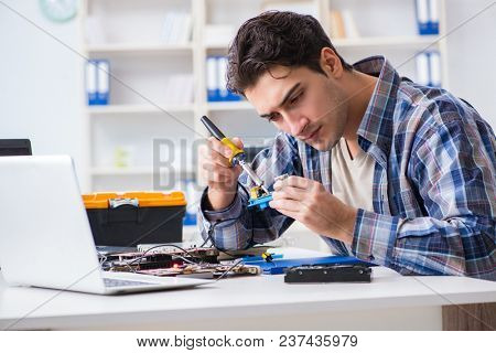 Computer hardware repair and fixing concept by experienced techn