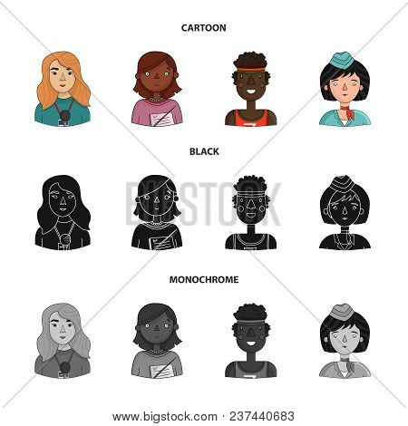 A Journalist With A Microphone With A Badge, A Teacher With A Pointer In Beads, A Stewardess In A Pi