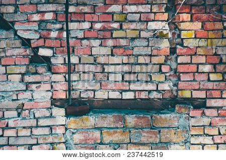 Old Brick Cracked Wall. For Backround And Texture