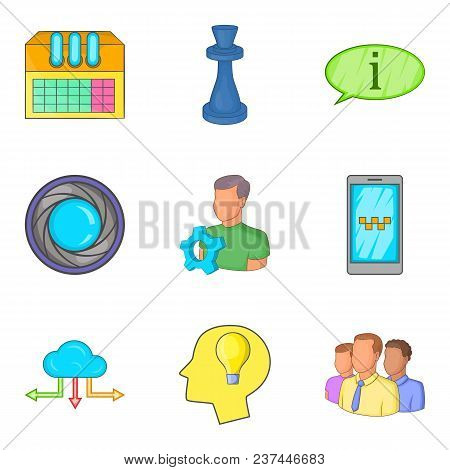 Progressive Annex Icons Set. Cartoon Set Of 9 Progressive Annex Vector Icons For Web Isolated On Whi