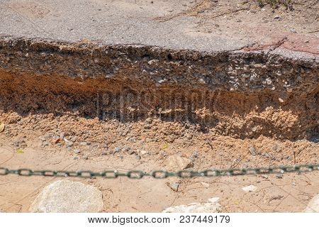 Layer Of Soil And Road Before Repairing