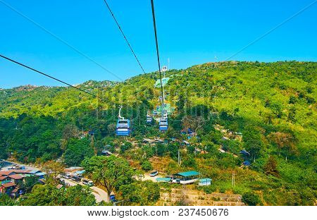 Enjoy The Nice Views, Wile Traveling In First Burmese Cable Car, Connecting Yathetaung Township And 