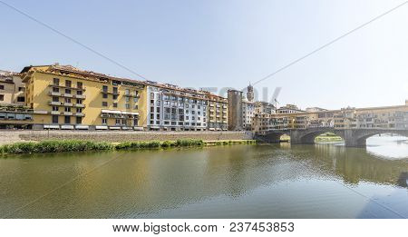 Lungarno By Ponte Vecchio In Florence, Italy