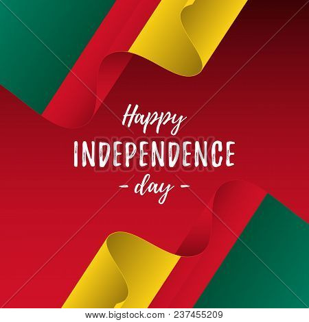 Banner Or Poster Of Cameroon Independence Day Celebration. Cameroon Flag. Vector Illustration.