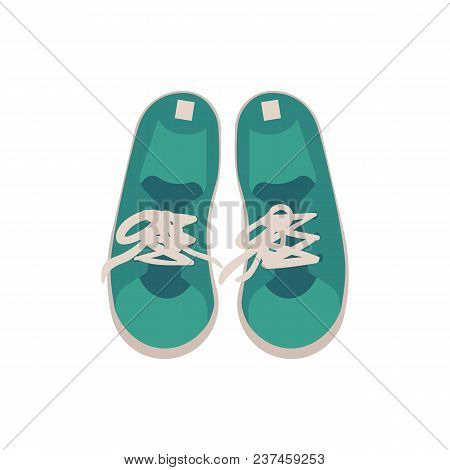 Sneakers Top View - Sport Shoes For Running, Fitness Or Walking Isolated On White Background. Equipm