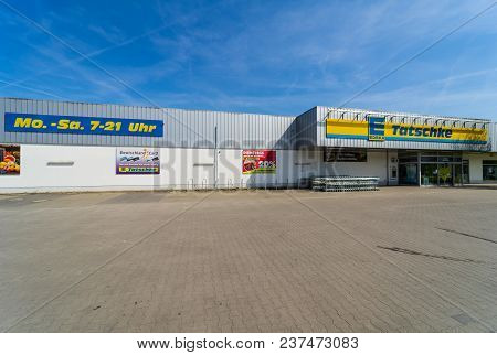 Berlin - April 22, 2018: Edeka Supermarket. The Edeka Group Is The Largest German Supermarket Corpor
