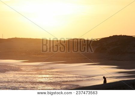 Summer Relaxing Sunset On The Beach In Caños De Meca,cádiz,spain.