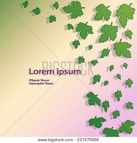 Beautiful Vector Background Of Light Green Color With Light Leaves. Excellent For Printed Products, 