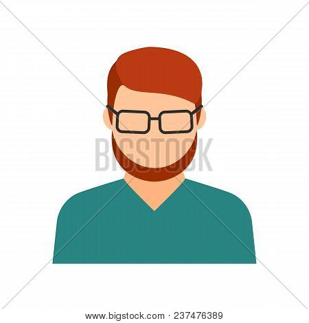 Male Avatar Without A Face. Young Man With A Beard And Glasses. Employee, Scientist, Student. Vector