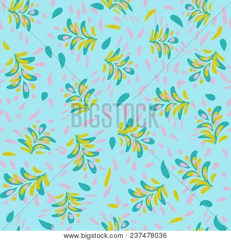 Beautiful Abstract Pattern With A Repeating Floral Pattern On A Blue Field. Excellent As A Backgroun