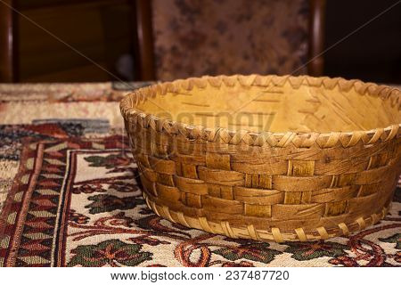 Small Traditional Birch Bark Flat Basket For Products (