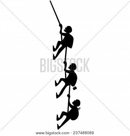 Vector Image Of Three Silhouettes Of Climbers On White Background
