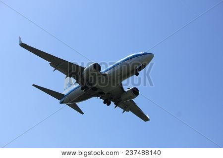 Amsterdam The Netherlands - April, 21st 2018: Ph-bgu Klm Royal Dutch Airlines Boeing 737-700  Final 