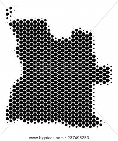Halftone Round Spot Angola Map. Vector Geographic Map On A White Background. Vector Concept Of Angol