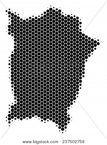 Halftone Round Spot Penang Island Map. Vector Geographical Map On A White Background. Vector Composi