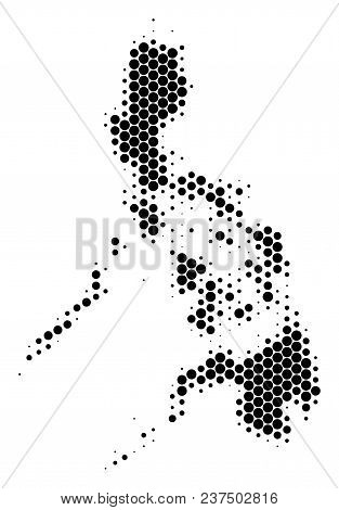 Halftone Dot Philippines Map. Vector Geographic Map On A White Background. Vector Mosaic Of Philippi