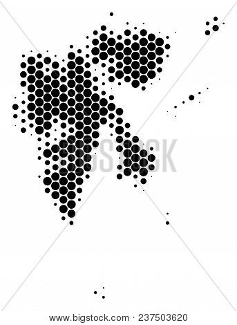 Halftone Dotted Svalbard Island Map. Vector Geographic Map On A White Background. Vector Pattern Of 