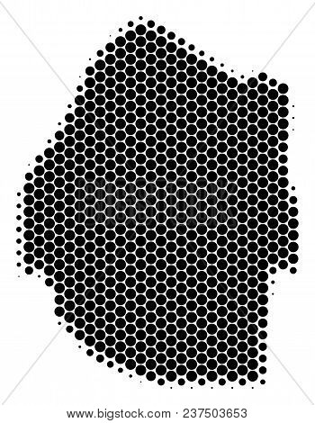 Halftone Circle Swaziland Map. Vector Geographic Map On A White Background. Vector Composition Of Sw