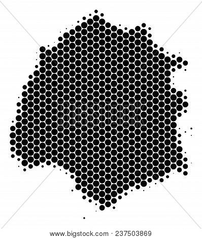 Halftone Round Spot Thassos Greek Island Map. Vector Geographic Map On A White Background. Vector Co