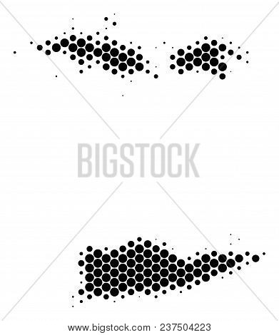 Halftone Round Spot Usa Virgin Islands Map. Vector Geographical Map On A White Background. Vector Co