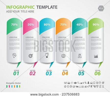 Infographics Elements Diagram With 6 Steps, Options, Vector Illustration, Cylinder 3d Icon, Presenta