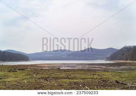 View Of The Vladivostok City Reservoir Of Lake Sedanka. Far Eastern Landscape.