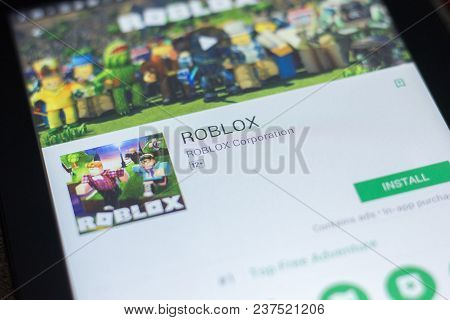 Ryazan, Russia - April 19, 2018 - Roblox Mobile App On The Display Of Tablet Pc