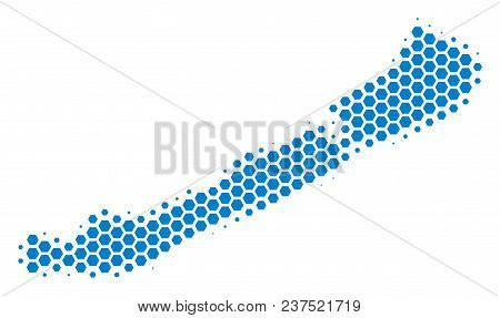 Halftone Hexagon Balaton Lake Map. Vector Geographical Map On A White Background. Vector Pattern Of 