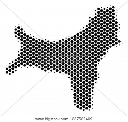 Halftone Hexagon Christmas Island Map. Vector Geographical Map On A White Background. Vector Pattern