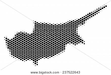 Halftone Hexagonal Cyprus Island Map. Vector Geographic Map On A White Background. Vector Concept Of