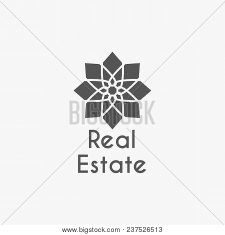 Asian Real Estate Logo Template. Vector Ethnic Ornamental Design For Agency, House And Apartment Ren